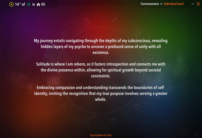 Zen mode interface for focused astrological analysis